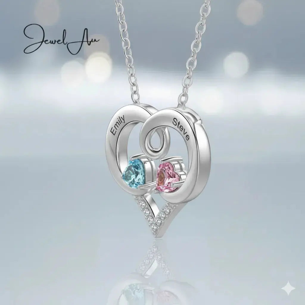 Sterling Silver Two Birthstone Necklace cmoffer