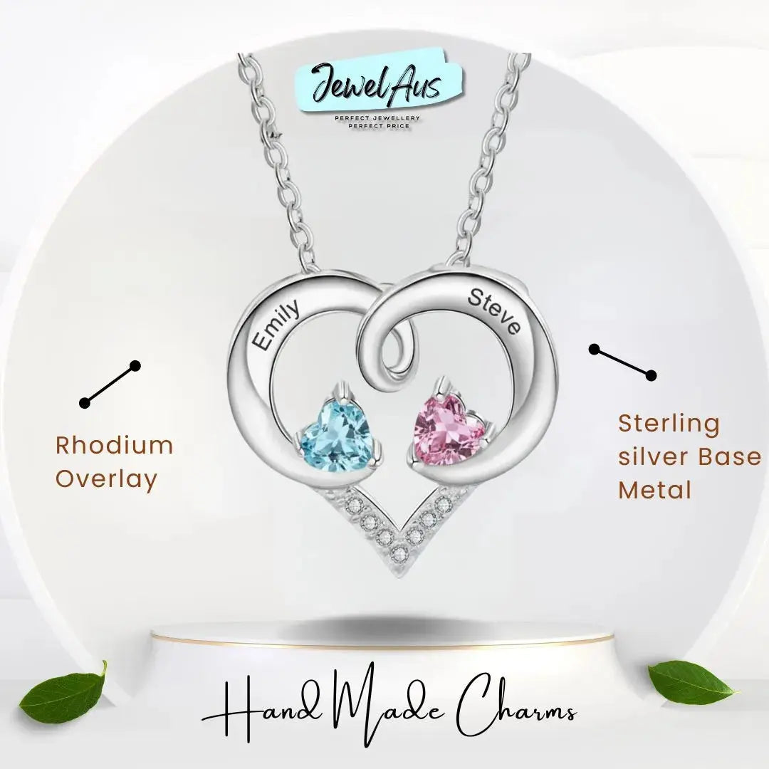 Sterling Silver Two Birthstone Necklace cmoffer