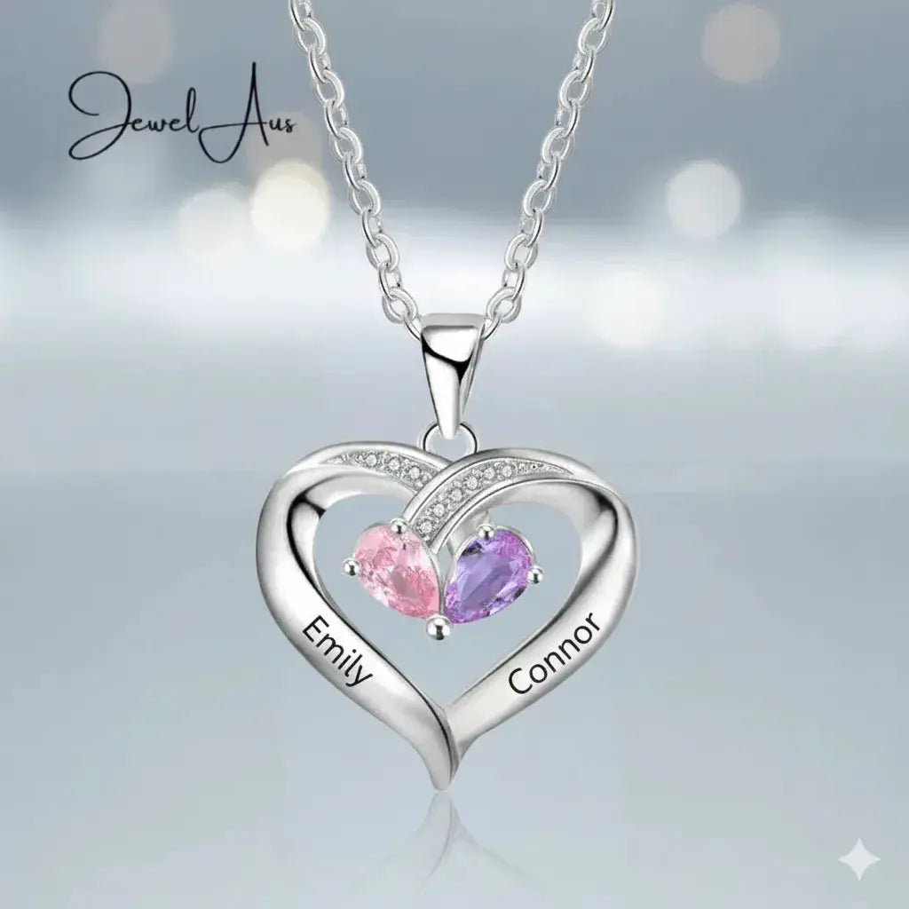 Sterling Silver Two Birthstone Necklace cmoffer