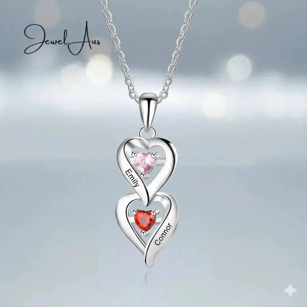 jewleaus Necklace Sterling Silver Two Birthstone Necklace