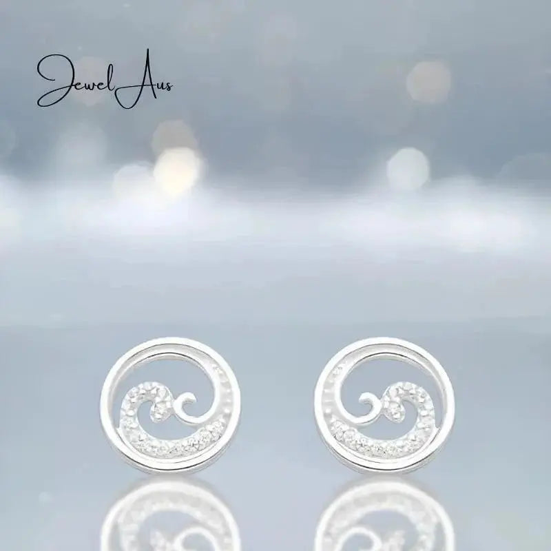 jewelaus Earrings Sterling Silver Wave Earrings