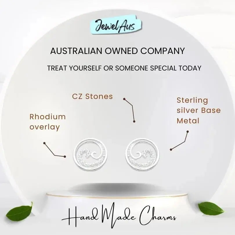 jewelaus Earrings Sterling Silver Wave Earrings