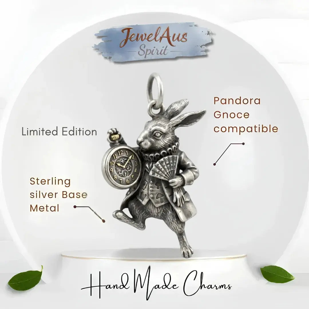 jewelaus CHARMS Sterling Silver White Rabbit in wonderland Charm