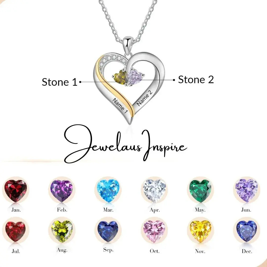 Sterling silver Custom Birthstone Engraved Necklace cmoffer