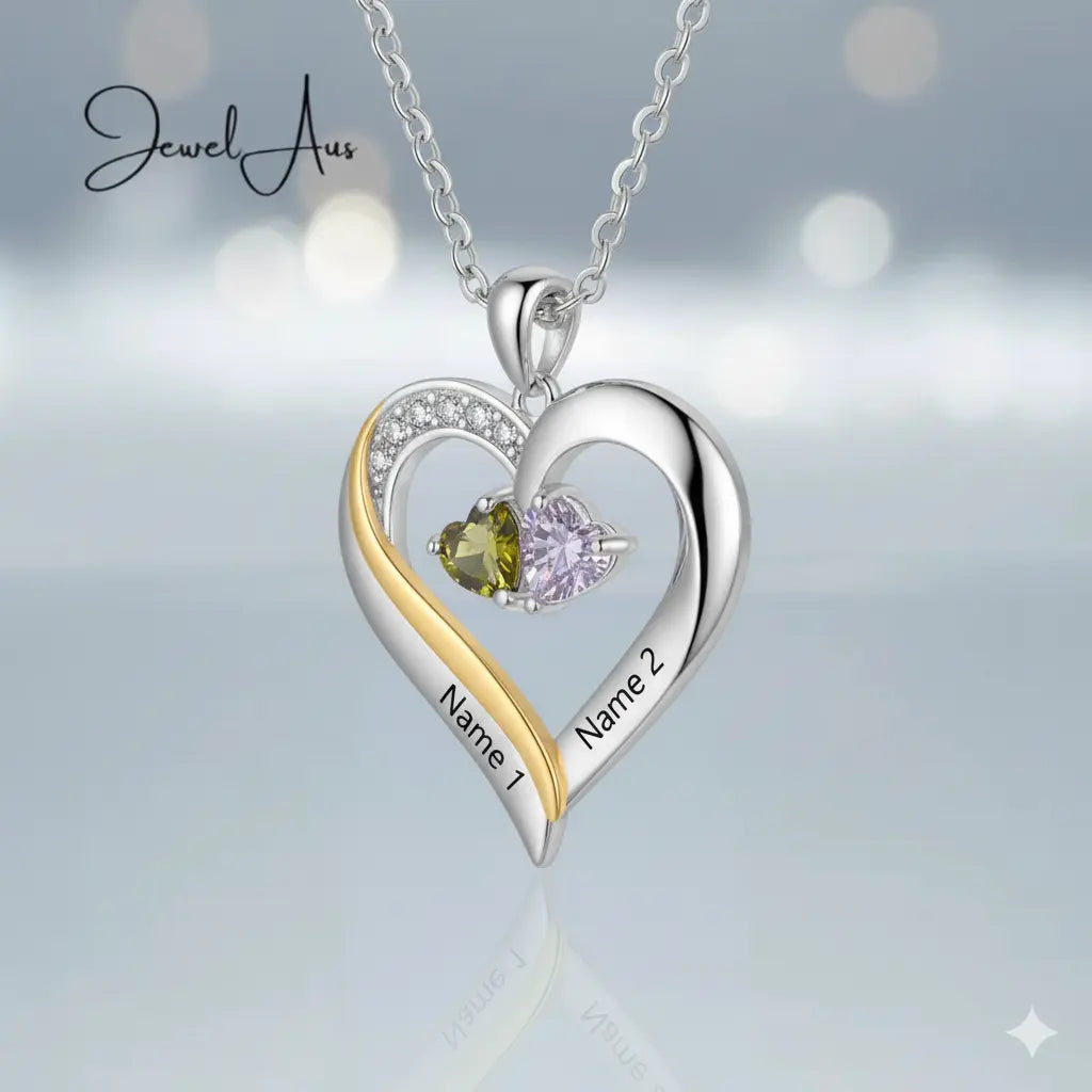 Sterling silver Custom Birthstone Engraved Necklace cmoffer