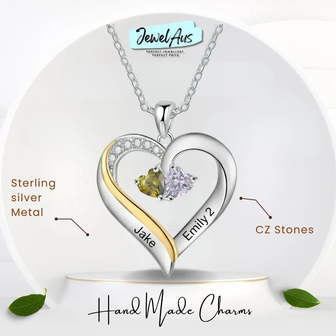 Sterling silver Custom Birthstone Engraved Necklace cmoffer