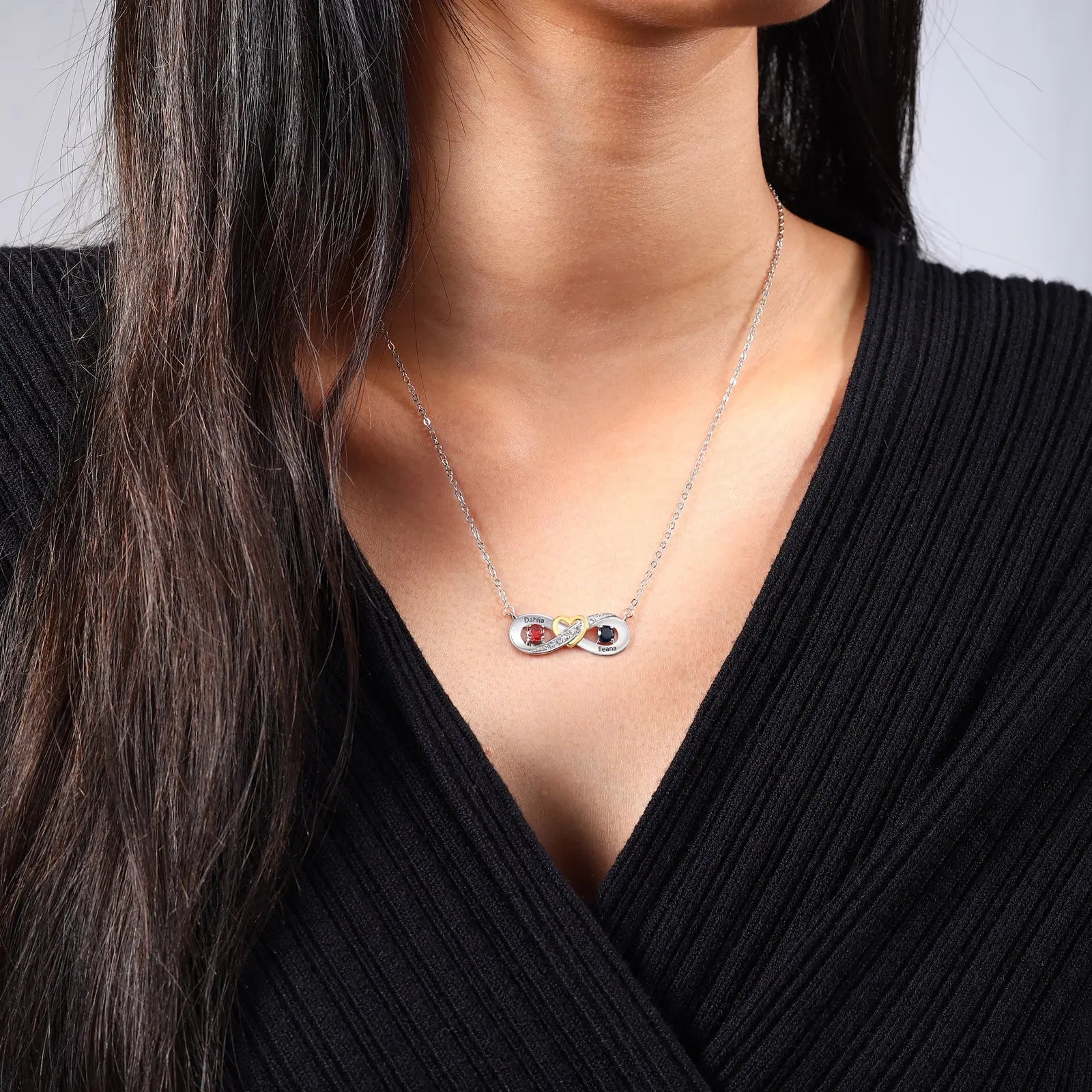 Sterling silver Custom Birthstone Engraved Necklace cmoffer