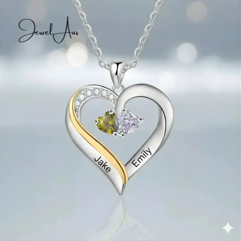 jewelaus Necklace Sterling silver Custom Birthstone Engraved Necklace