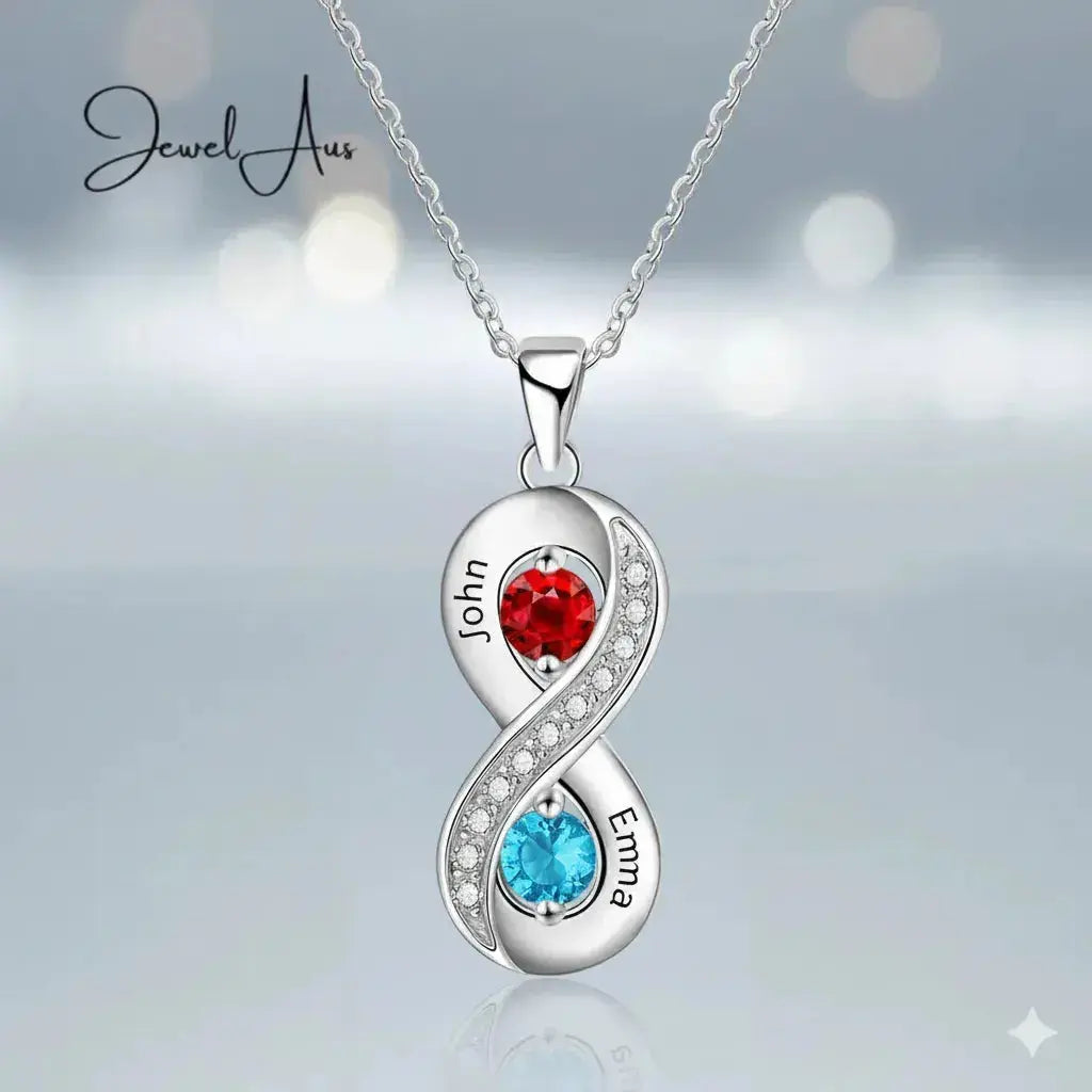 jewelaus Necklace Two Names Infinity Birthstones Necklace