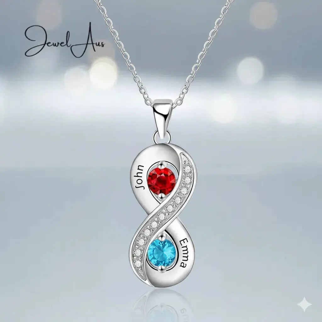 Two Names Infinity Birthstones Necklace jewelaus