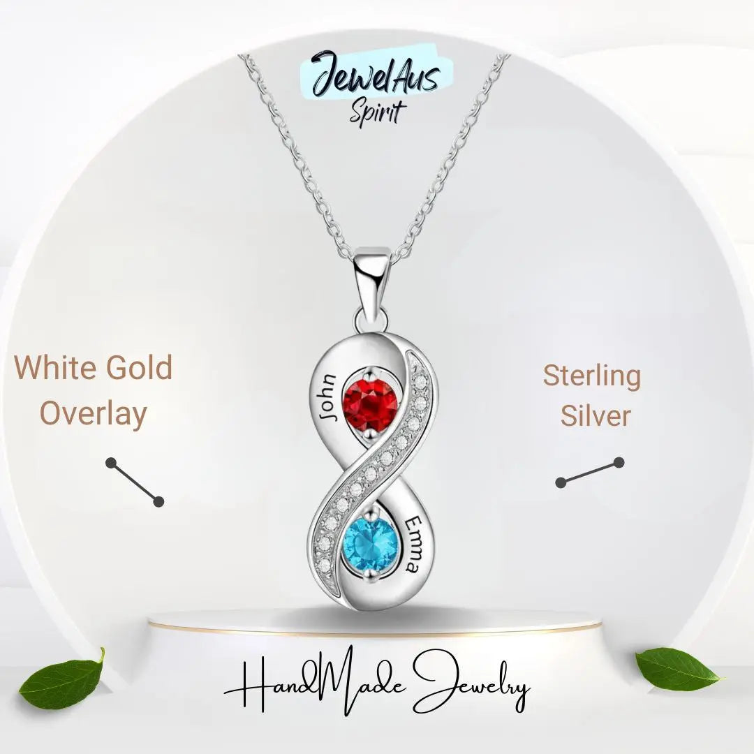 Two Names Infinity Birthstones Necklace jewelaus