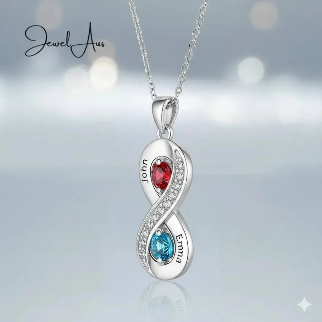 Two Names Infinity Birthstones Necklace - JEWEL AUS