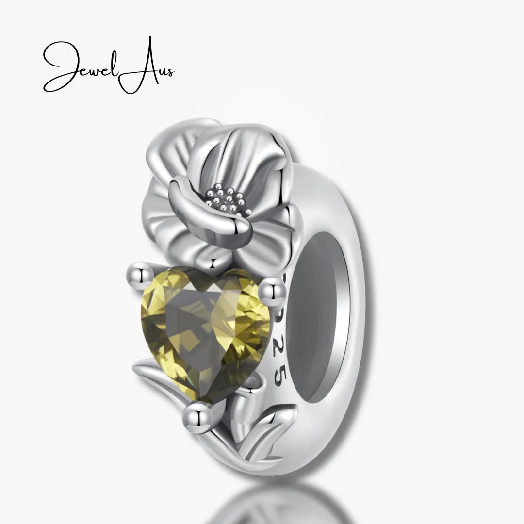 August Birthstone Flower Stopper Charm jewelaus