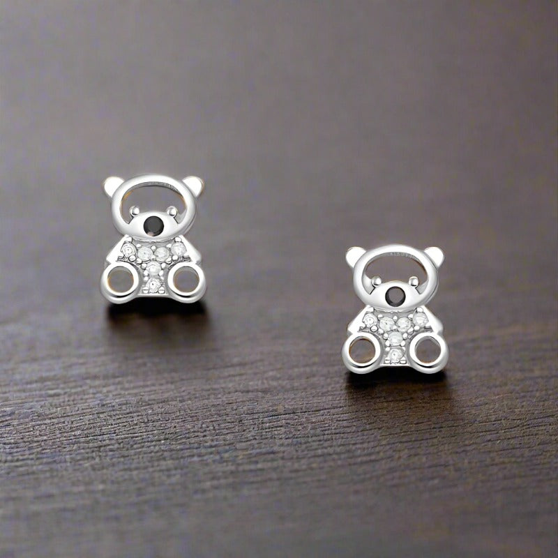 Sterling Silver Bear Earrings