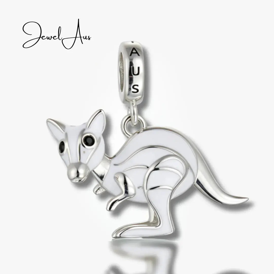 White Aussie Kangaroo Charm - JEWEL AUS