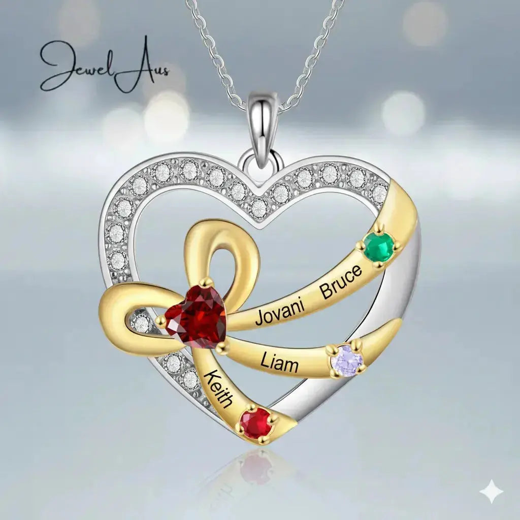 jewelaus Necklace Wrapped Gold Ribbon Birthstone necklace