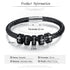 Stainless Steel Black Bead Leather Bracelet