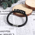 Stainless Steel Black Bead Leather Bracelet