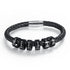 Stainless Steel Black Bead Leather Bracelet