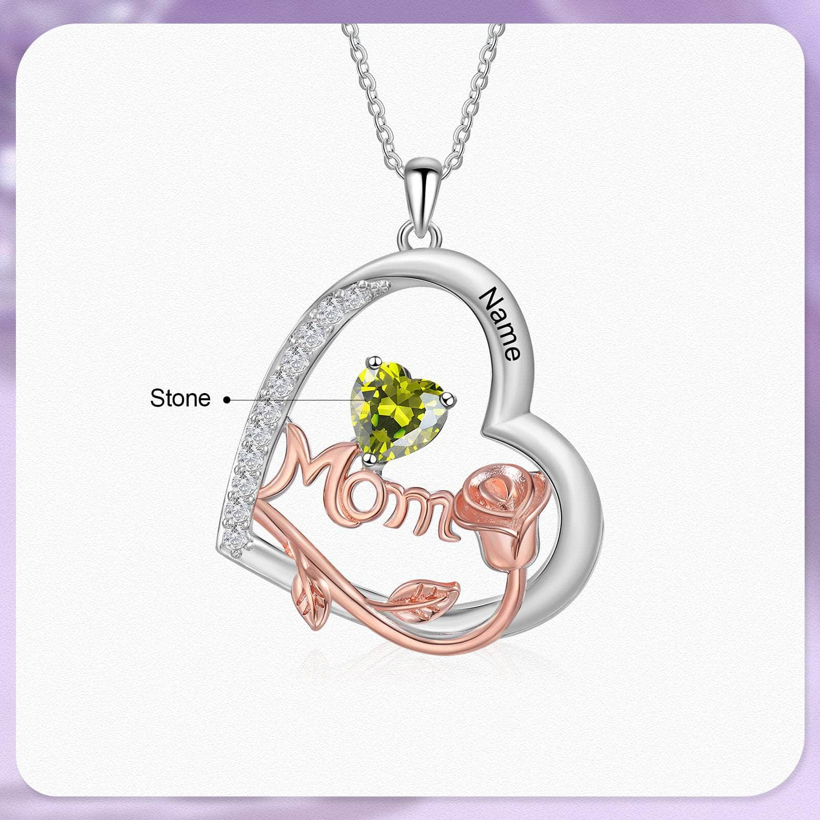 cmoffer 925 Sterling Silver Custom Birthstone Necklace