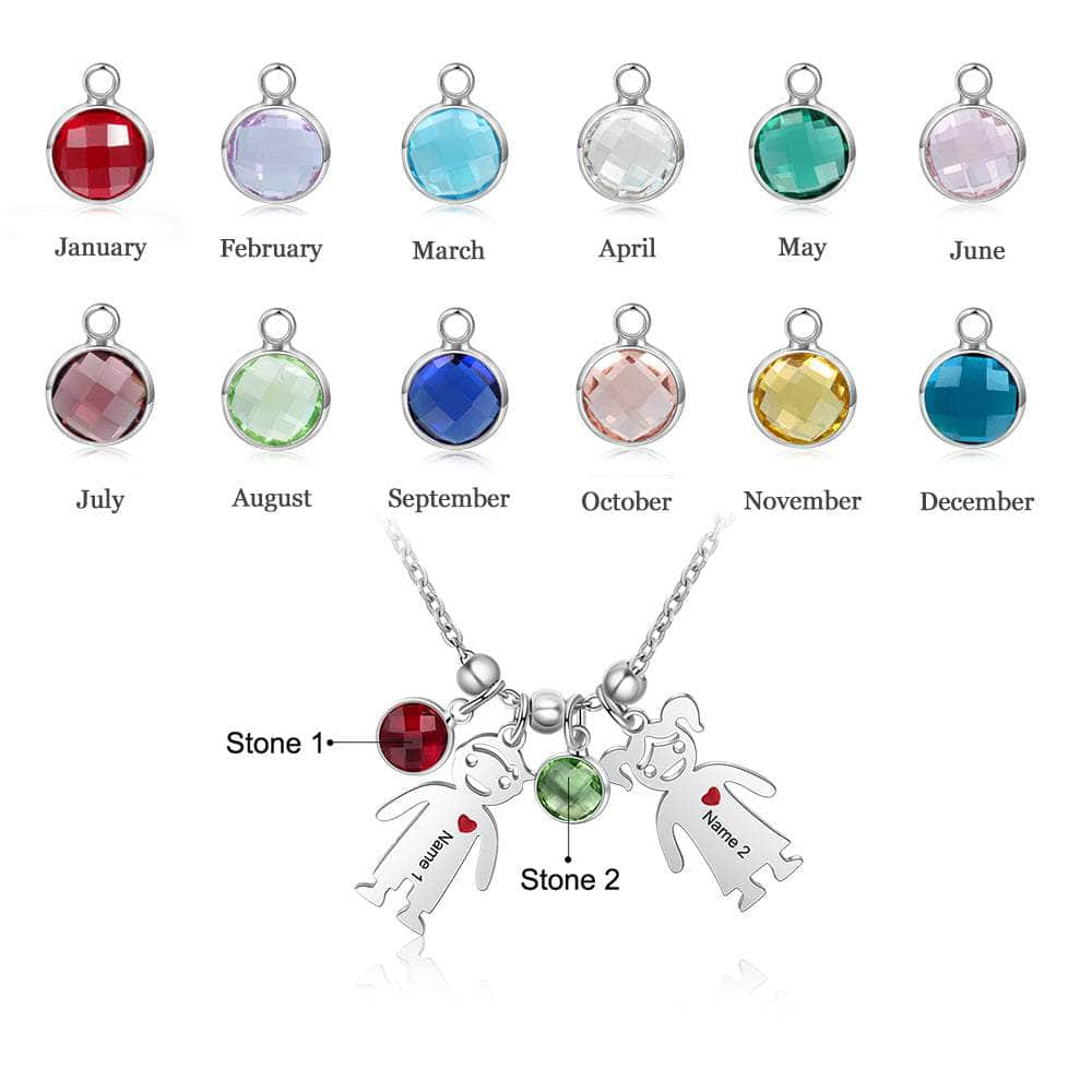 cmoffer Best Pieces of Family & Mother's Jewelry ,Birthstone Necklaces 2 Customizable Quantity Doll Birthstone Necklace