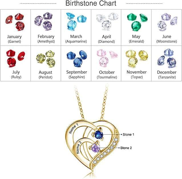 cmoffer Best Pieces of Family & Mother's Jewelry ,Birthstone Necklaces Gold Plated / 2 Birthstone Personalized Sterling Silver Necklace