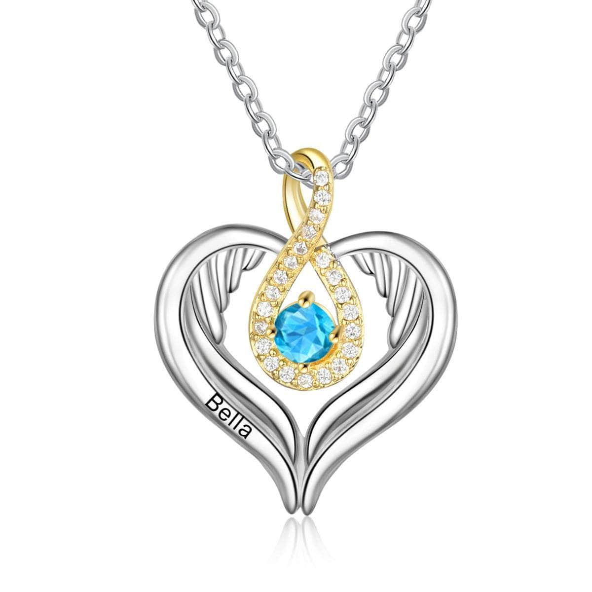 cmoffer Birthstone Necklaces Rhodium Plated Heart Shape Necklace with Birthstone