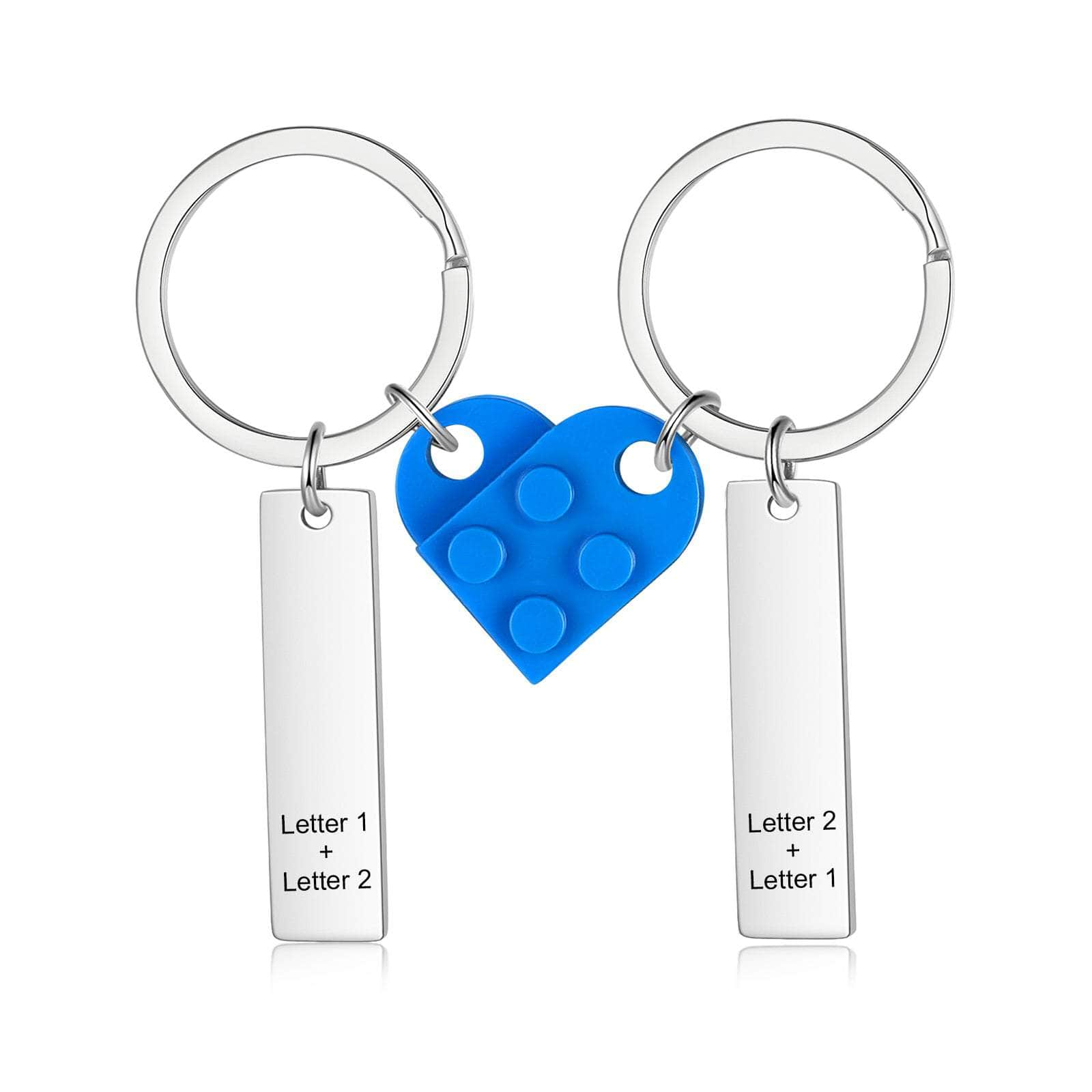 cmoffer Black Custom Letter Stainless Steel Heart Couple Keychain