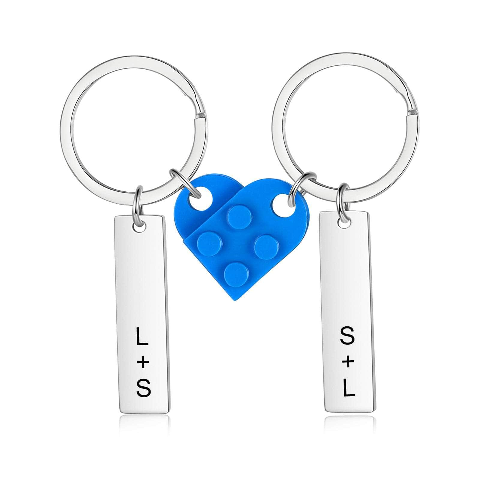 cmoffer Custom Letter Stainless Steel Heart Couple Keychain