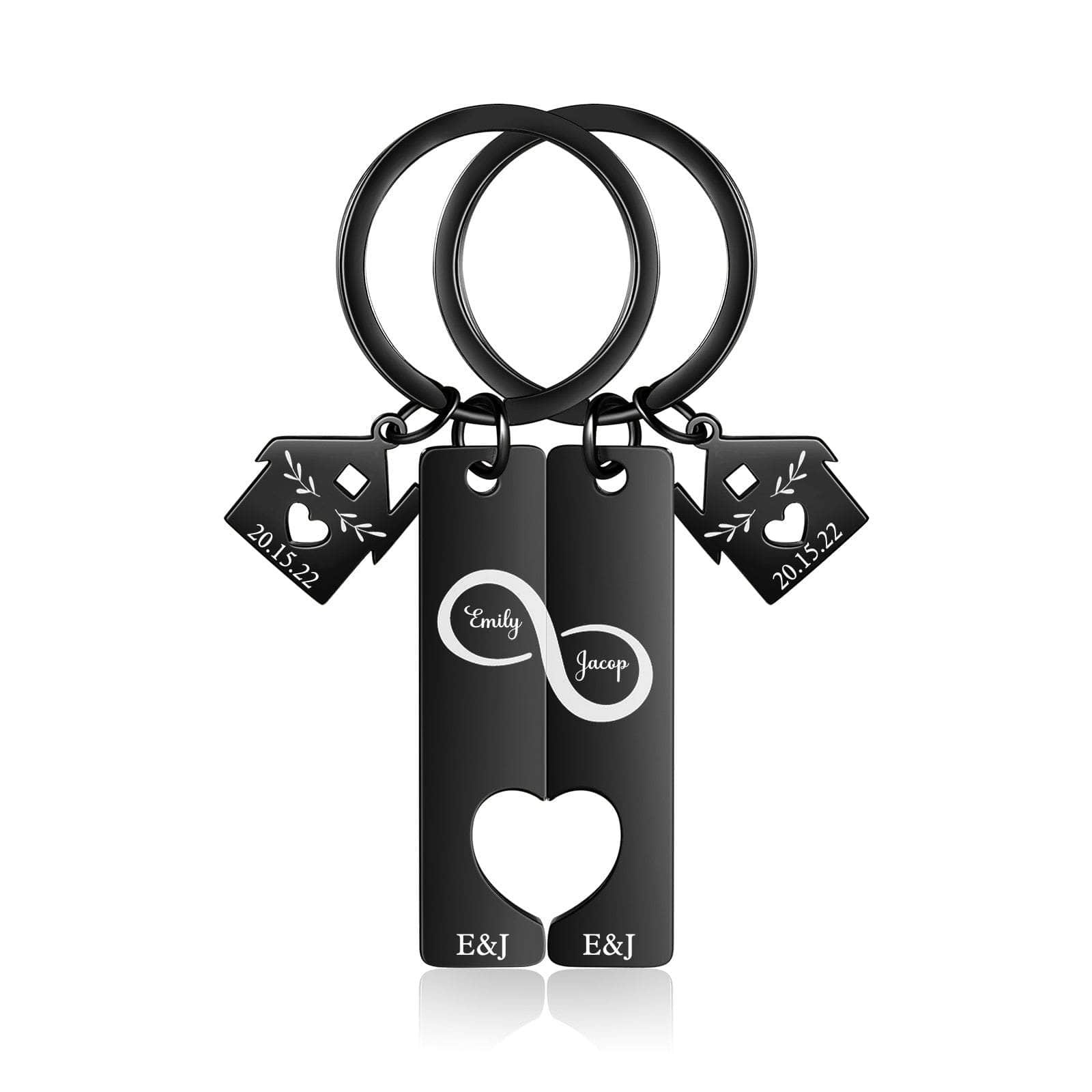 cmoffer Custom Name Eight Shaped Combination Couple Keychain