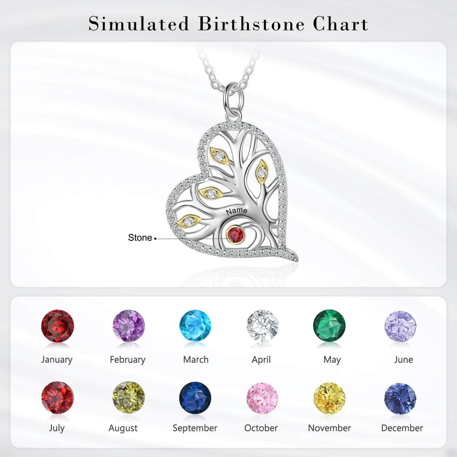 cmoffer Fashion Necklace 1 925 Sterling Silver Heart Necklace with Birthstone