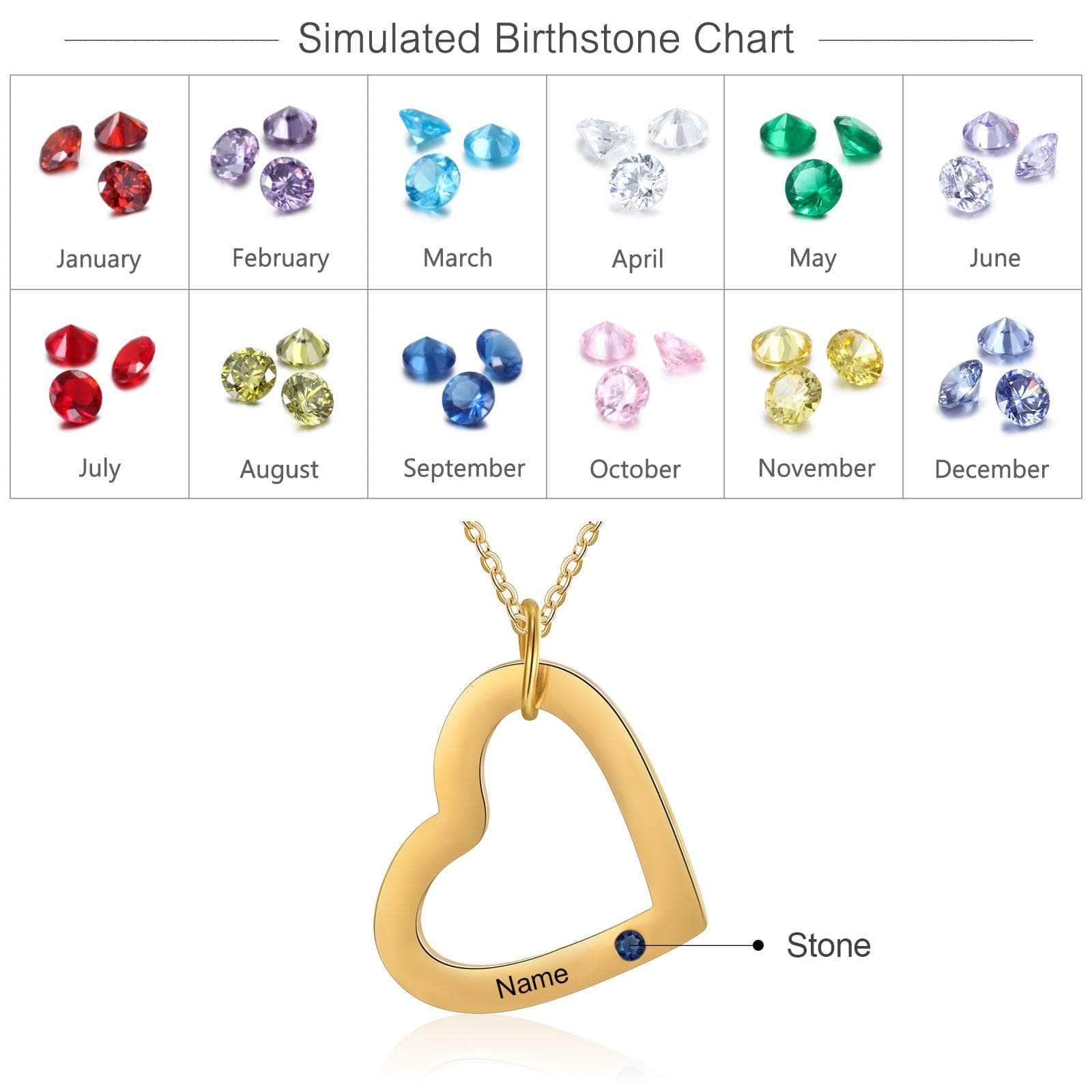 cmoffer Fashion Necklace 1 Personalized Birthstone Multiple Heart Shape Necklace