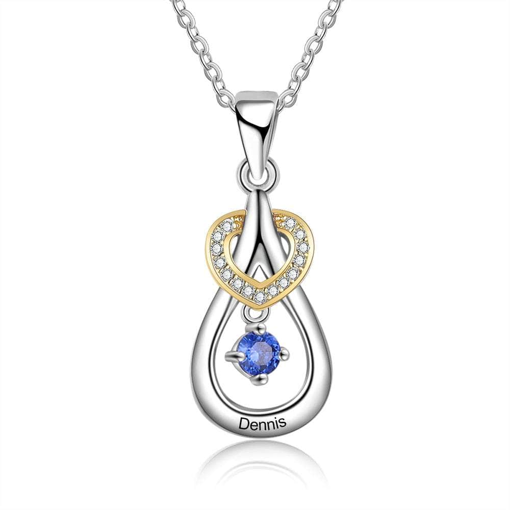 cmoffer Fashion Necklace 925 Sterling Silver 925 Sterling Silver One Birthstone Heart Necklace