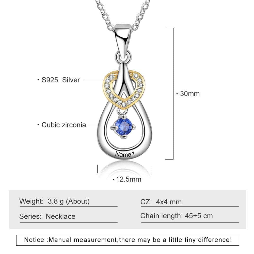 cmoffer Fashion Necklace 925 Sterling Silver 925 Sterling Silver One Birthstone Heart Necklace