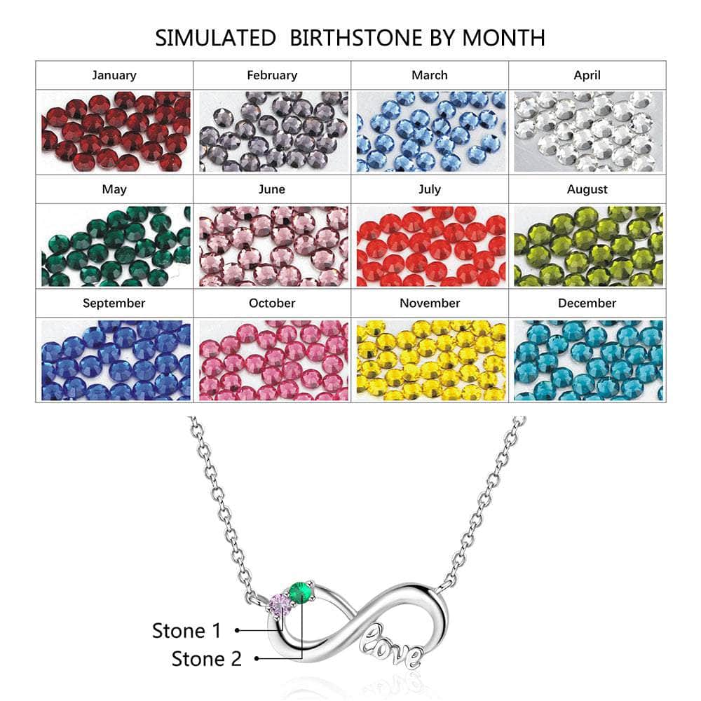 cmoffer Fashion Necklace 925 Sterling Silver 925 Sterling Silver Two Birthstone Necklace