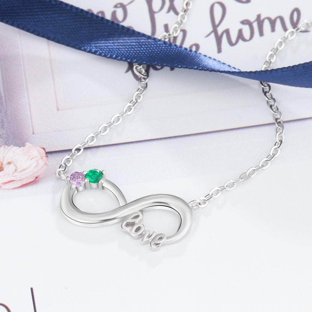 cmoffer Fashion Necklace 925 Sterling Silver 925 Sterling Silver Two Birthstone Necklace
