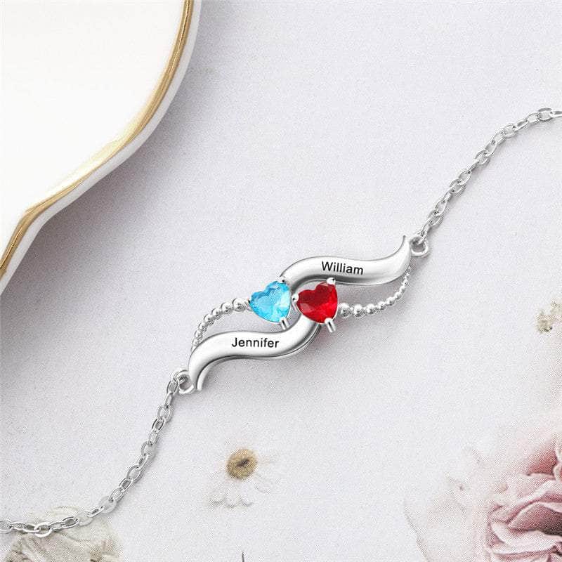 cmoffer Fashion Necklace 925 Sterling Silver Custom Two Birthstone Necklace