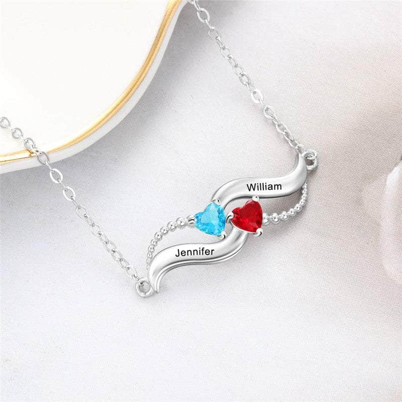 cmoffer Fashion Necklace 925 Sterling Silver Custom Two Birthstone Necklace