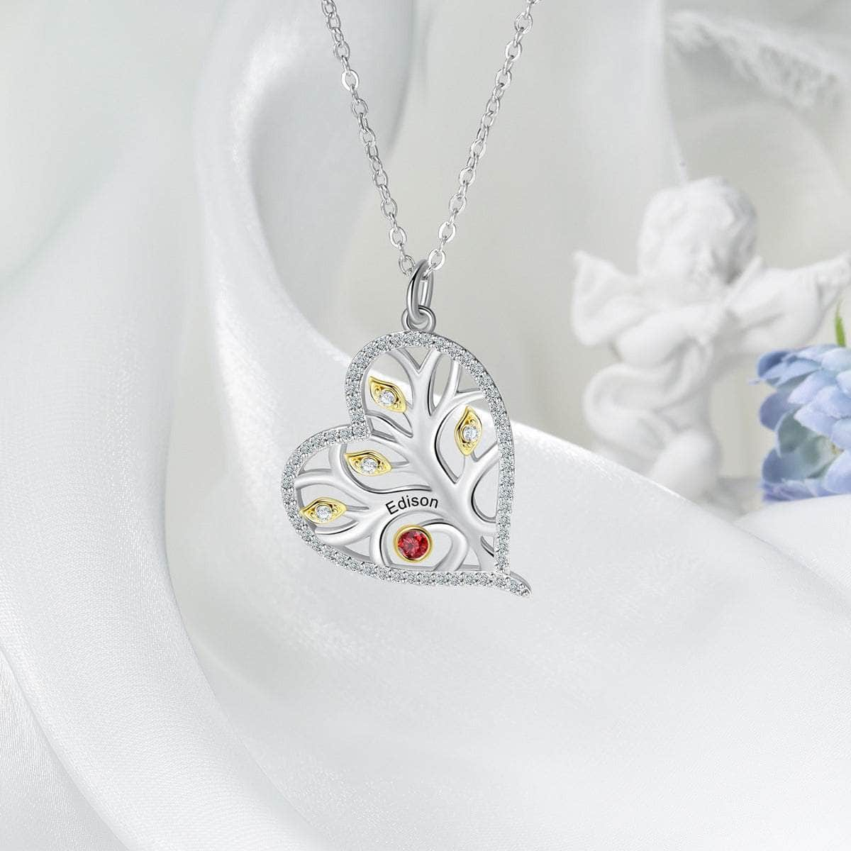 cmoffer Fashion Necklace 925 Sterling Silver Heart Necklace with Birthstone