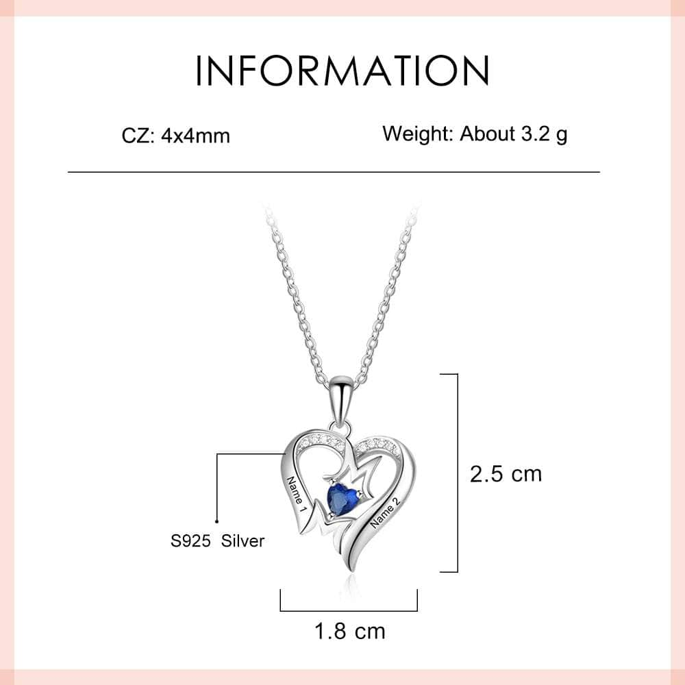 cmoffer Fashion Necklace 925 Sterling Silver Heart Necklace with Mom