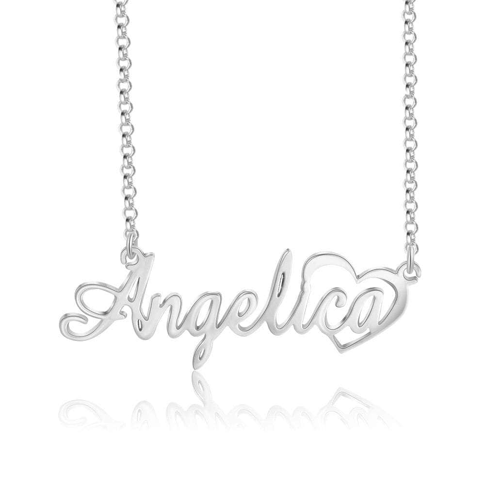 cmoffer Fashion Necklace 925 Sterling Silver / White Gold Plated Standard Name Necklace