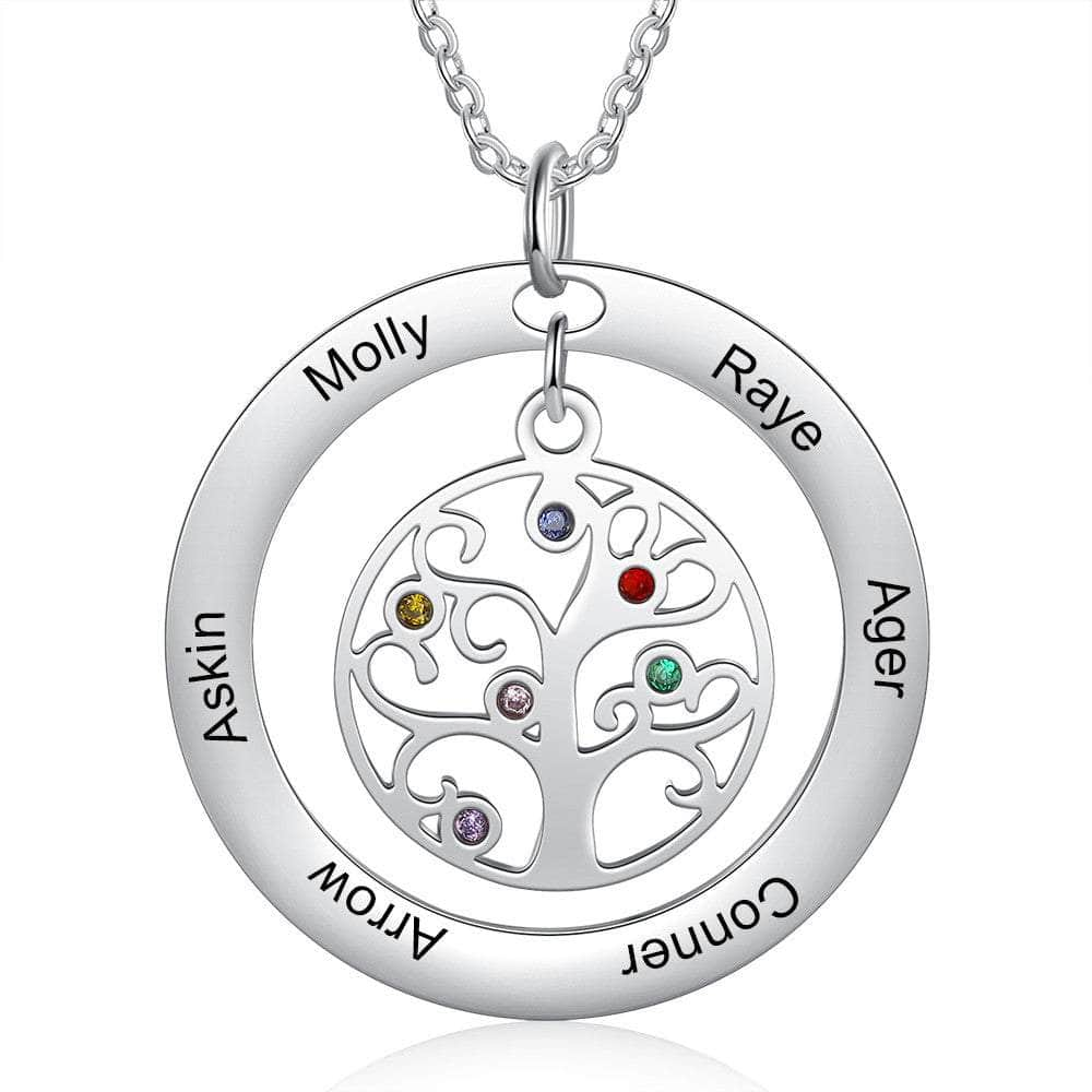 cmoffer Fashion Necklace Custom Name And Birthstone Number Tree Of Life Necklace