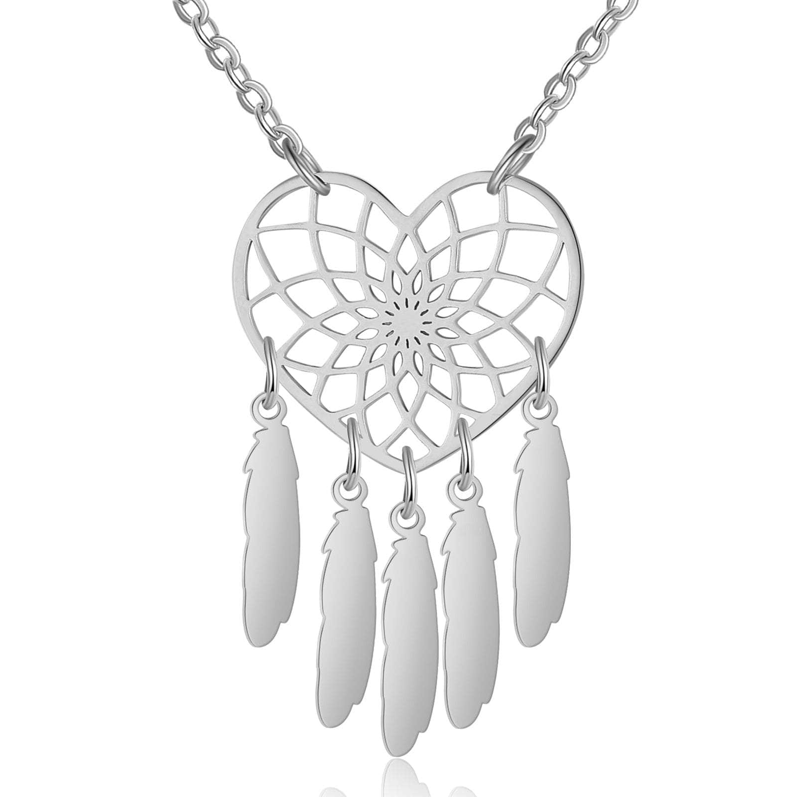 cmoffer Fashion Necklace Custom Stainless Steel Heart Dreamcatcher Necklace