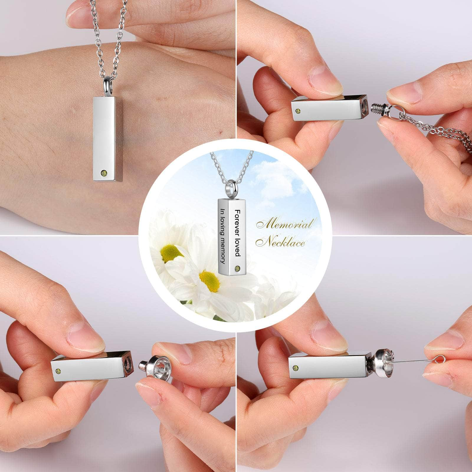 cmoffer Fashion Necklace Custom Vertical Bar Ashes Necklace