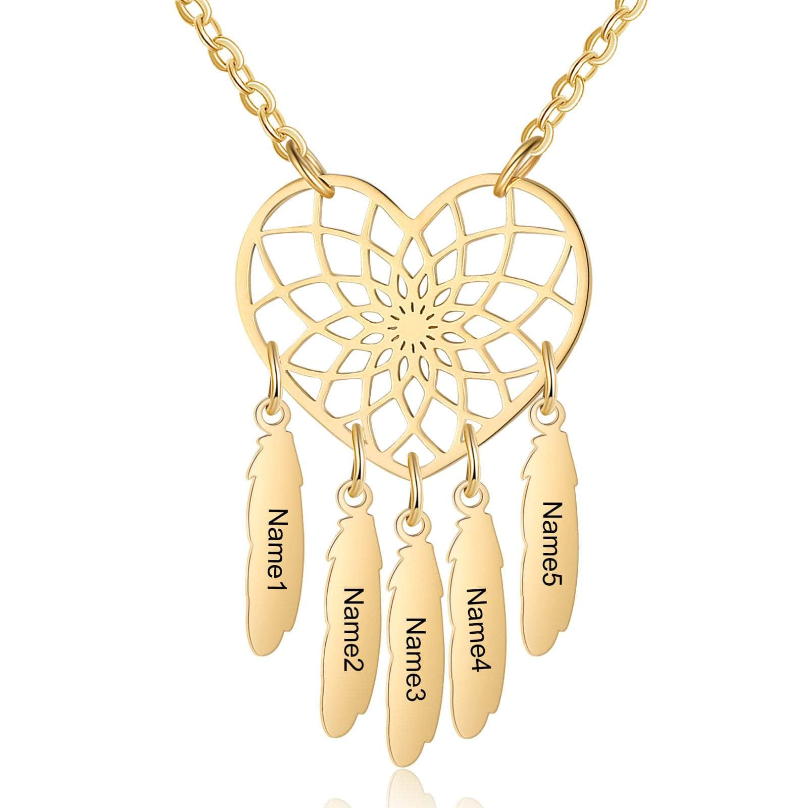 cmoffer Fashion Necklace Gold Plated / 5 Custom Stainless Steel Heart Dreamcatcher Necklace