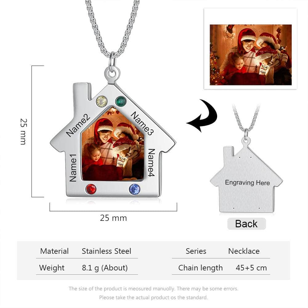 cmoffer Fashion Necklace Personalized Stainless Steel Christmas House Photo Necklace