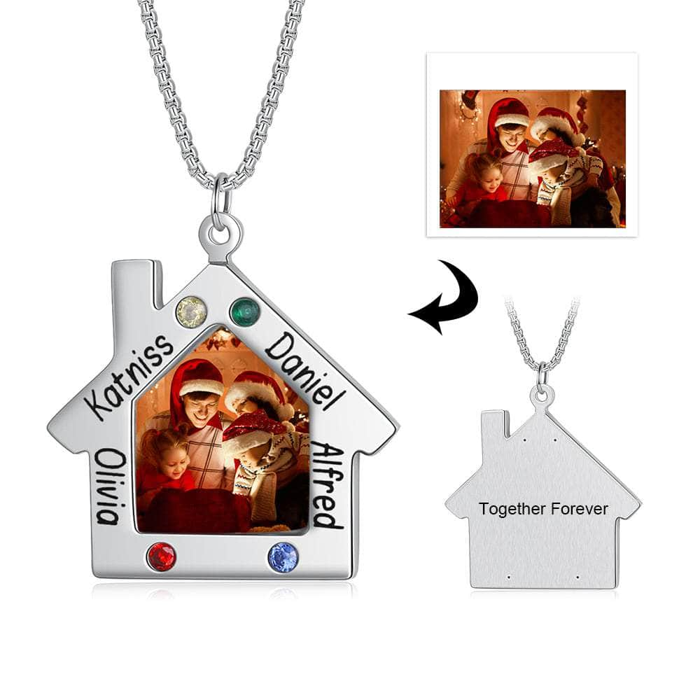 cmoffer Fashion Necklace Personalized Stainless Steel Christmas House Photo Necklace