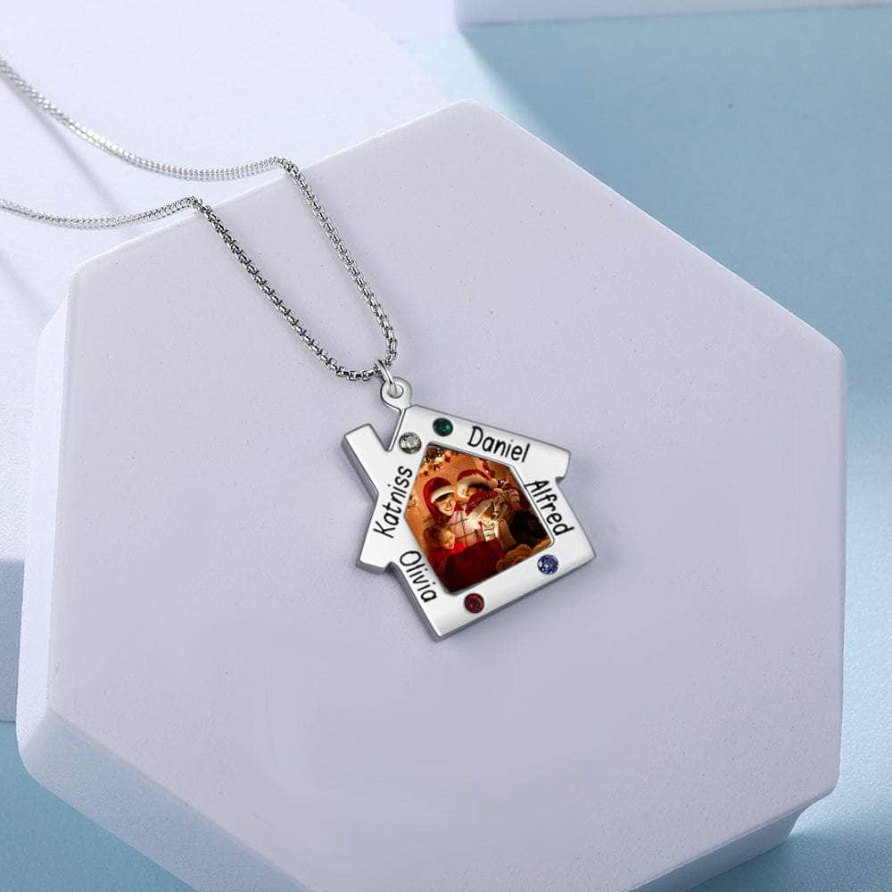 cmoffer Fashion Necklace Personalized Stainless Steel Christmas House Photo Necklace