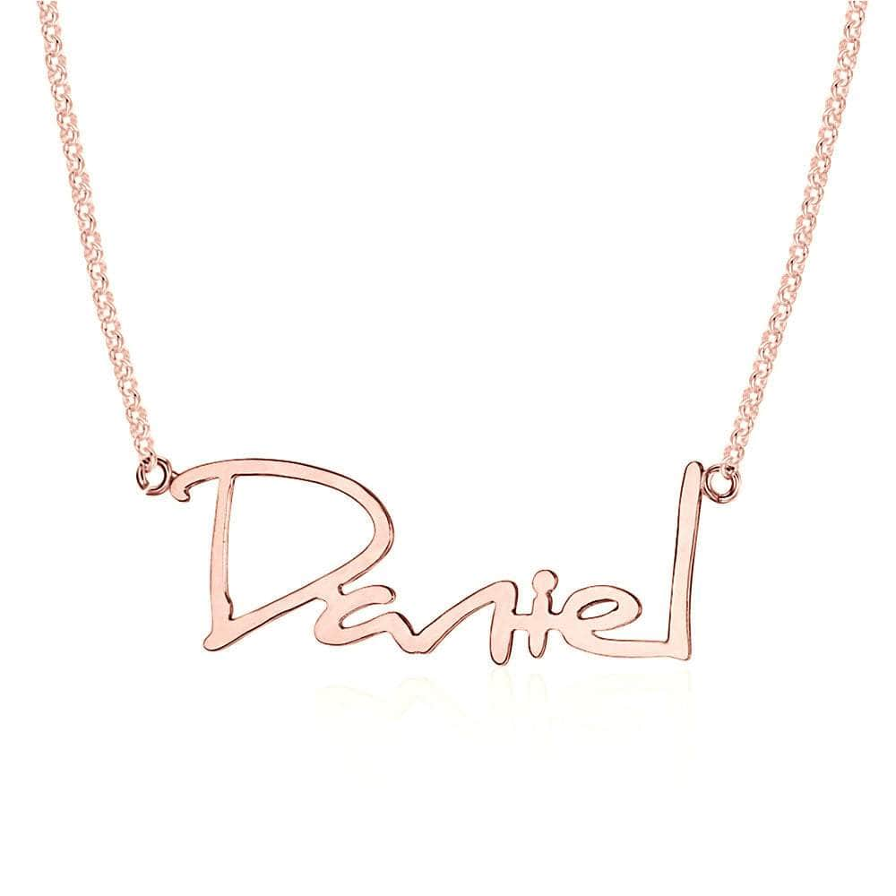 cmoffer Fashion Necklace Rose Gold Plated Personalized 925 Sterling Silver Handwritten Jewelry