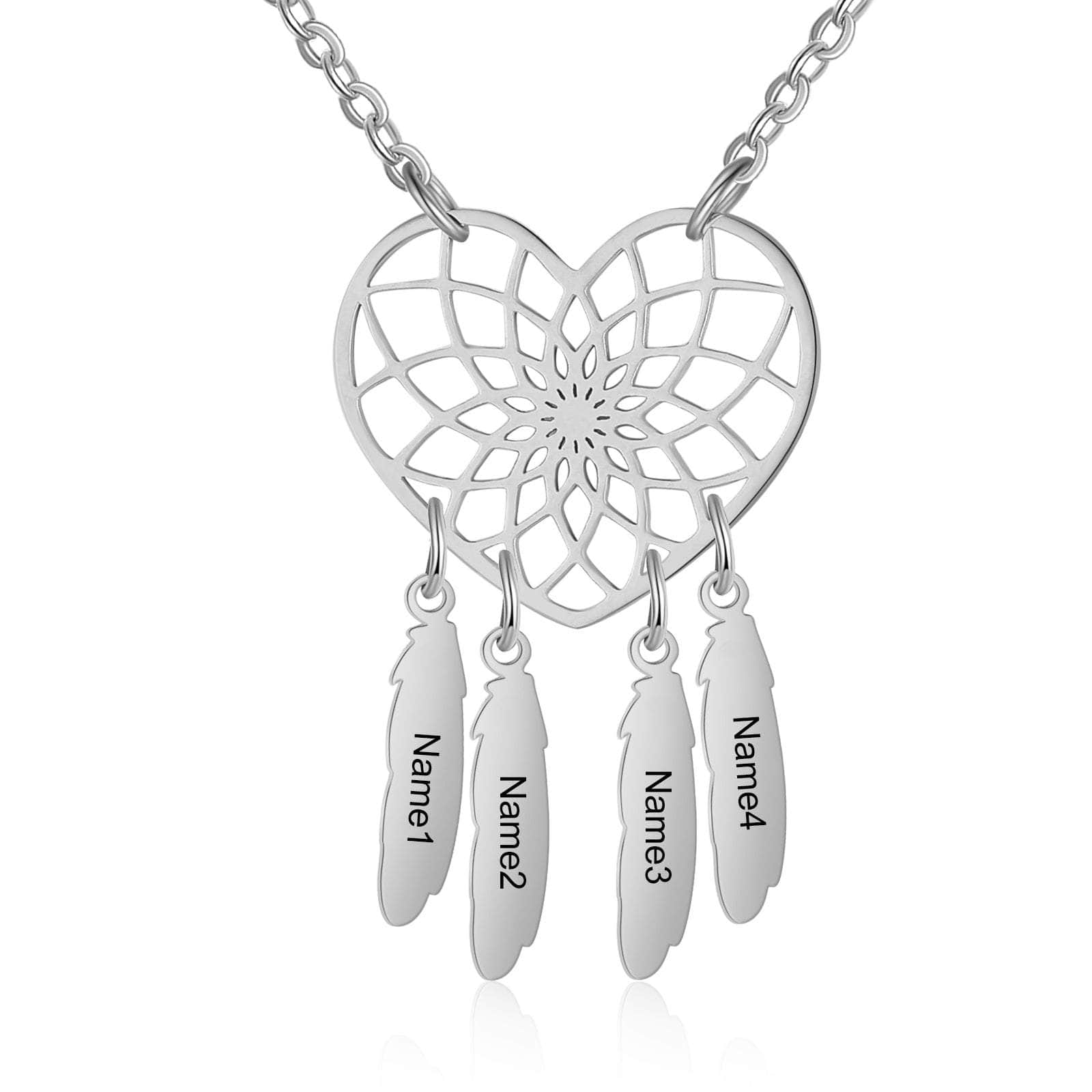 cmoffer Fashion Necklace Stainless Steel / 4 Custom Stainless Steel Heart Dreamcatcher Necklace